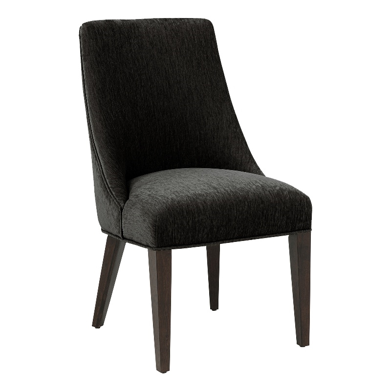 Beever Modern Chenille Wood Dining Chair in Black - Set of 2