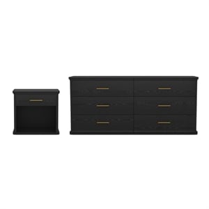 Clifford Traditional 2-Piece Dresser and Nightstand in Black