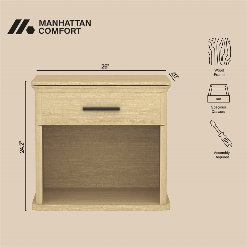 Clifford Traditional 2-Piece Dresser and Nightstand in Natural Oak