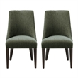 Beever Modern Chenille Wood Dining Chair in Forest Green - Set of 2
