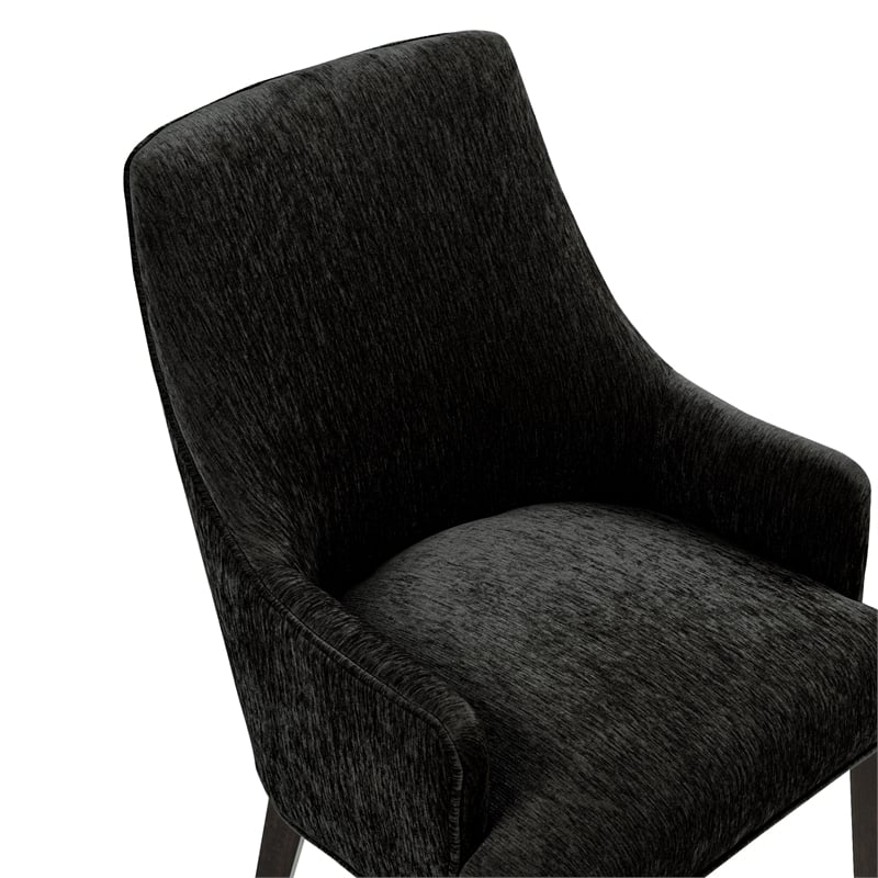Beever Modern Chenille Wood Armchair in Black