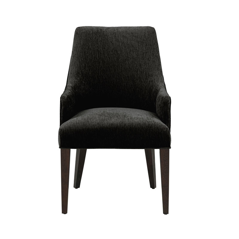 Beever Modern Chenille Wood Armchair in Black