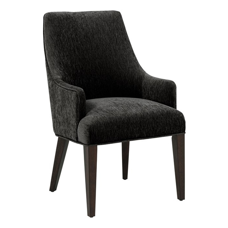 Beever Modern Chenille Wood Armchair in Black