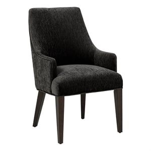Beever Modern Chenille Wood Armchair in Black