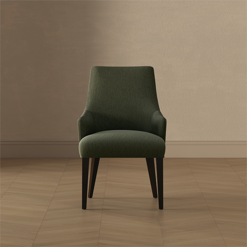 Beever Modern Chenille Wood Armchair in Forest Green