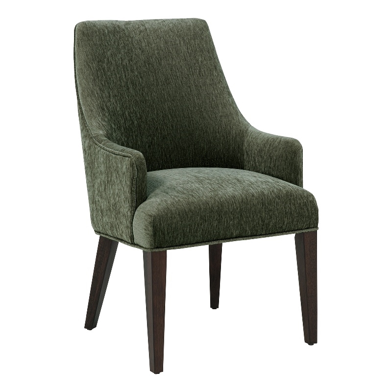 Beever Modern Chenille Wood Armchair in Forest Green