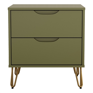 Rockefeller Mid-Century Modern 20&quot Nightstand in Olive Green (2-Drawer)