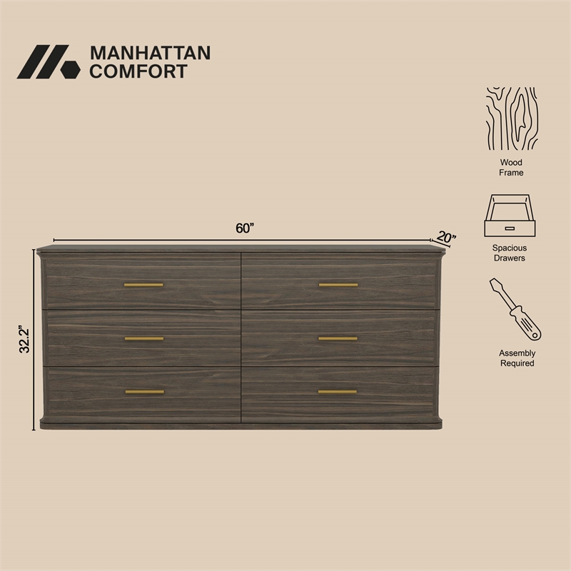 Clifford Traditional 2-Piece Dresser and Nightstand in Walnut