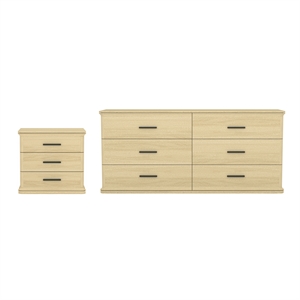 Clifford Traditional 2-Piece Dresser and Nightstand in Natural Oak