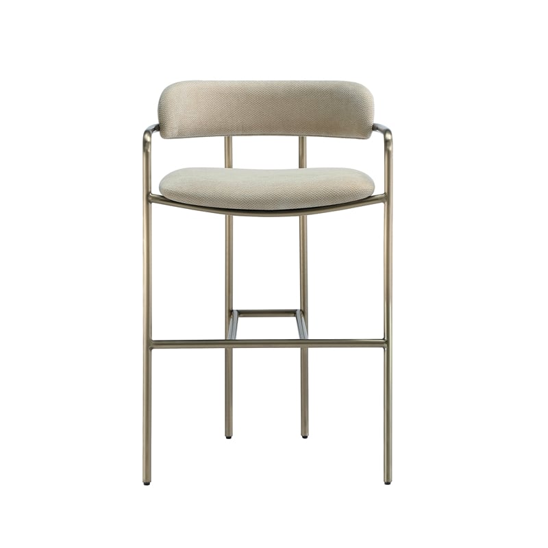 Serene Mid-Century Modern Metal Upholstered Counter Stool in Taupe