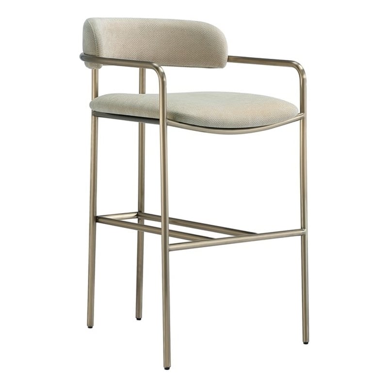 Serene Mid-Century Modern Metal Upholstered Counter Stool in Taupe