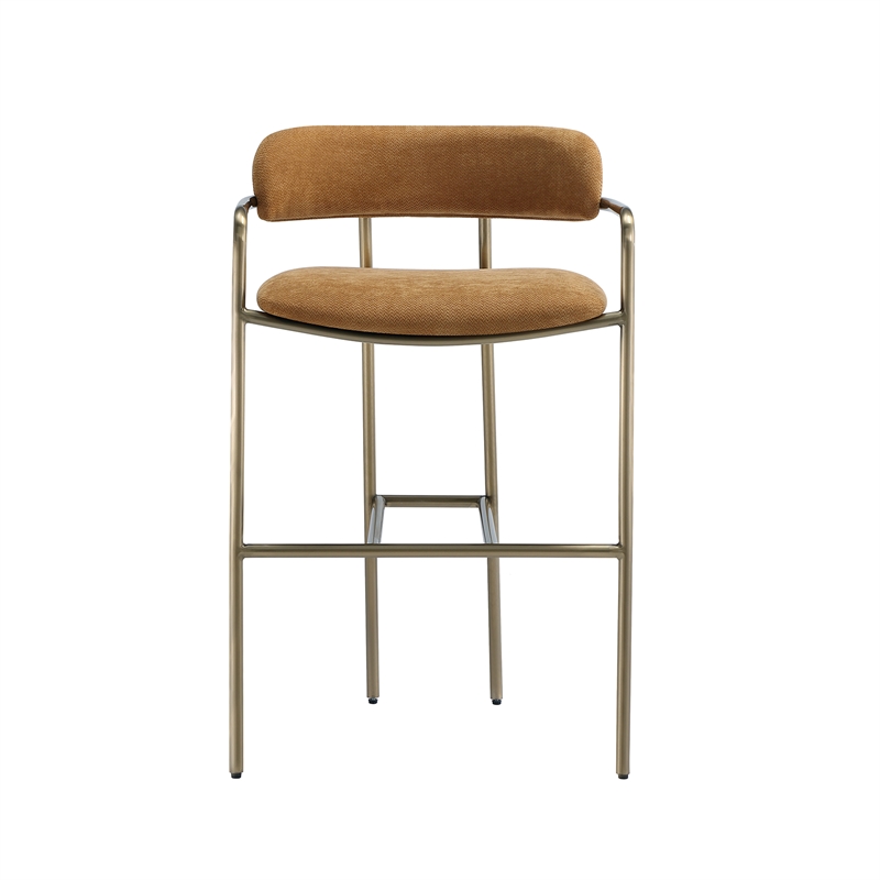 Serene Mid-Century Modern Metal Upholstered Counter Stool in Turmeric