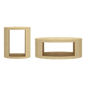 Alure Contemporary 2-Piece Coffee Table & End Table Set in Natural Oak