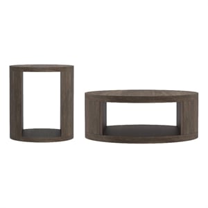 Alure Contemporary 2-Piece Coffee Table & End Table Set in Walnut