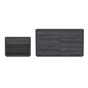 Evelyn Modern 2-Piece Dresser and Nightstand in Charcoal Gray