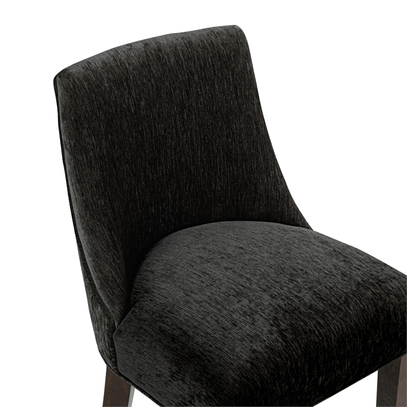 Beever Modern Chenille Wood Upholstered Barstool in Black