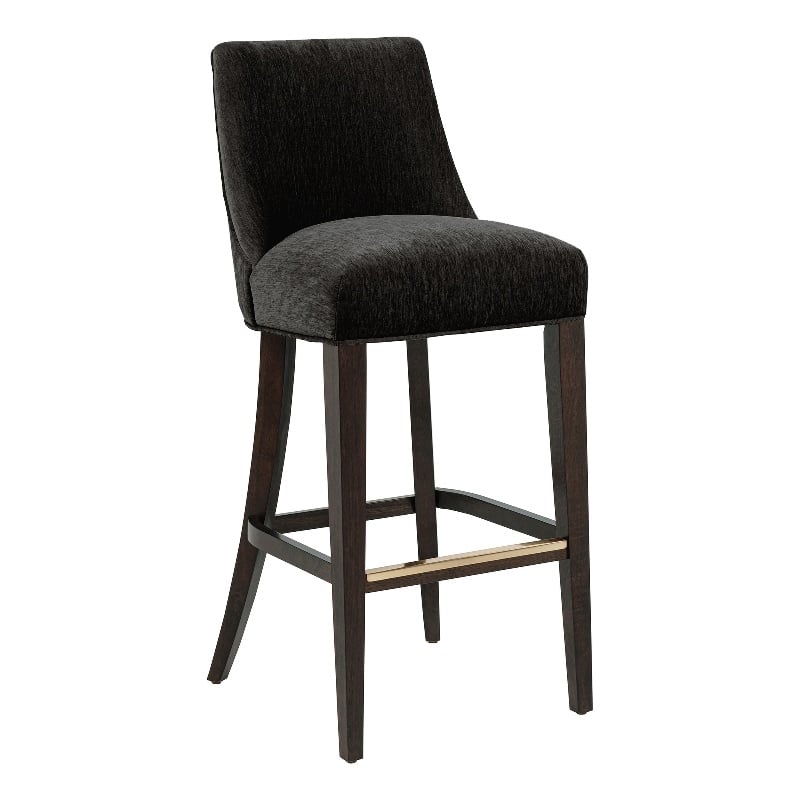 Beever Modern Chenille Wood Upholstered Barstool in Black