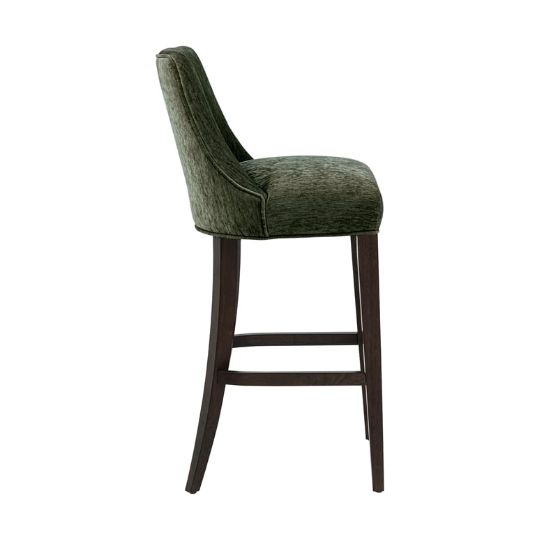 Beever Modern Chenille Wood Upholstered Barstool in Forest Green
