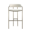Serene Mid-Century Modern Metal Upholstered Barstool in Alabaster