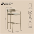 Serene Mid-Century Modern Metal Upholstered Barstool in Taupe
