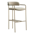 Serene Mid-Century Modern Metal Upholstered Barstool in Taupe