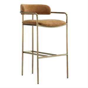 Serene Mid-Century Modern Metal Upholstered Barstool in Turmeric