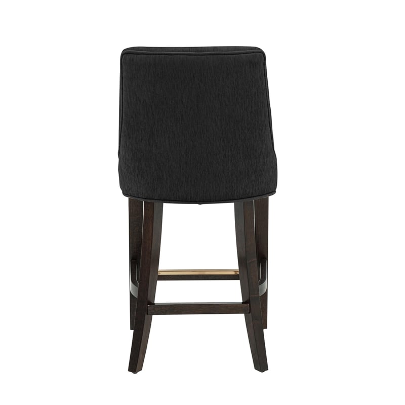 Beever Modern Chenille Wood Counter Stool in Black