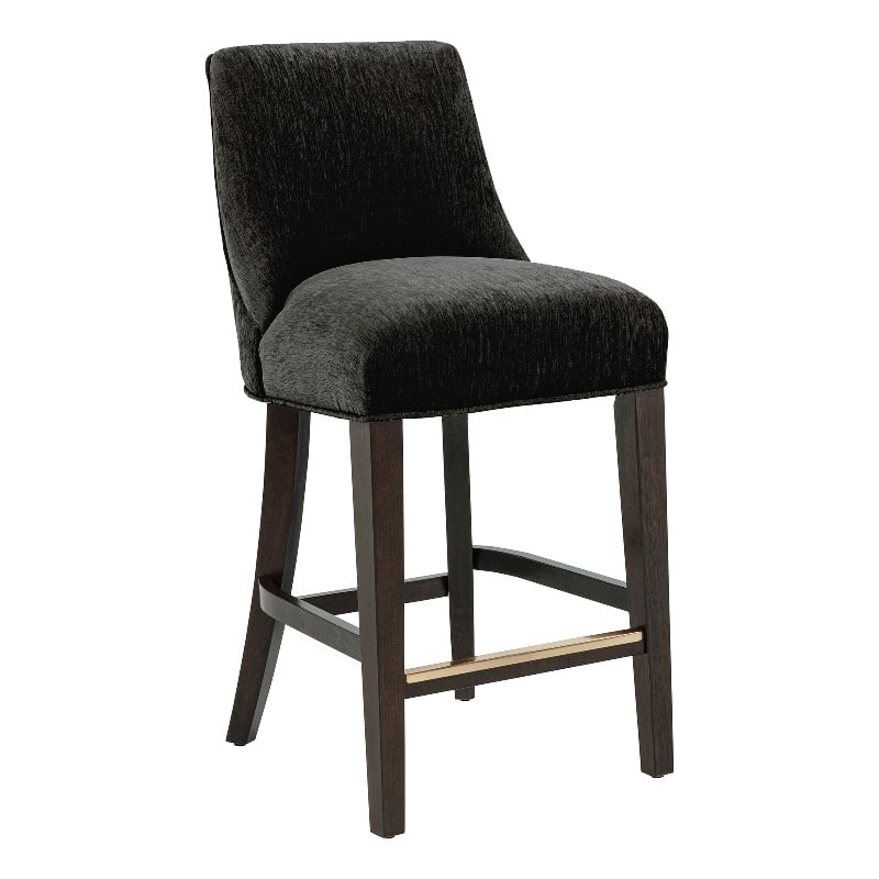 Beever Modern Chenille Wood Counter Stool in Black