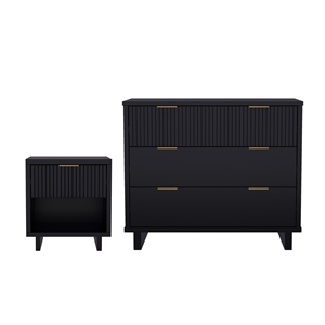 Elara Contemporary 2-Piece Dresser and Nightstand in Black