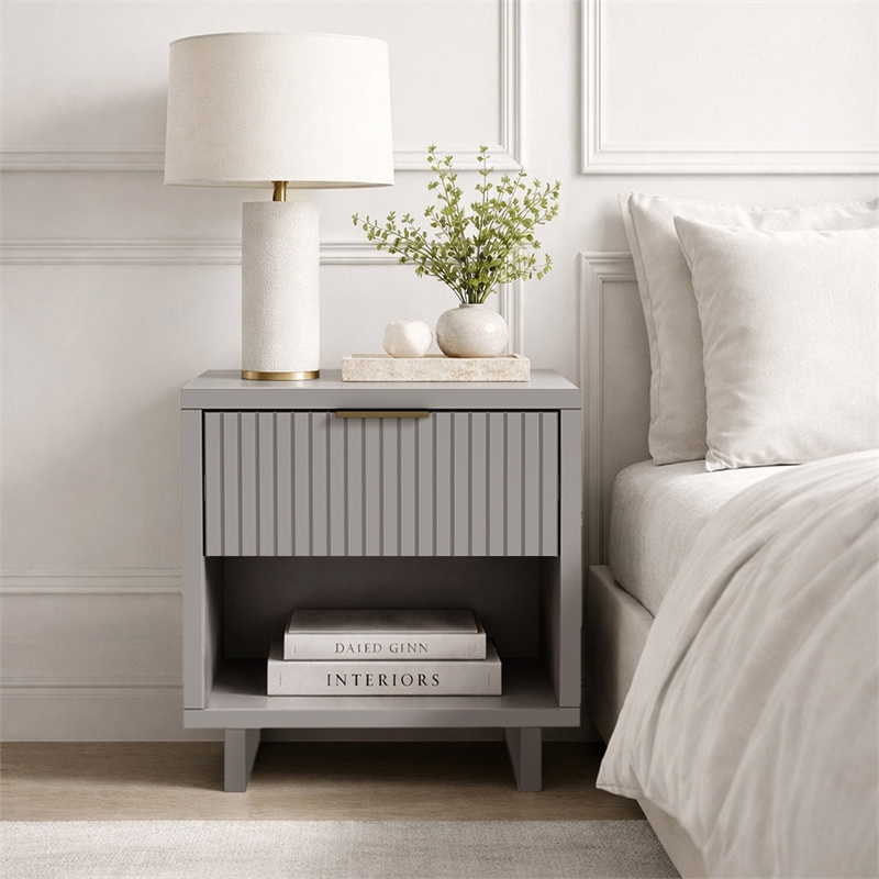 Elara Contemporary 2-Piece Dresser and Nightstand in Light Gray