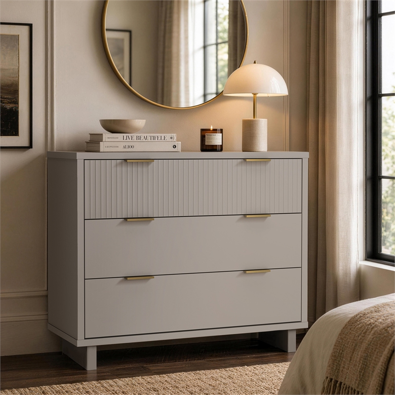 Elara Contemporary 2-Piece Dresser and Nightstand in Light Gray