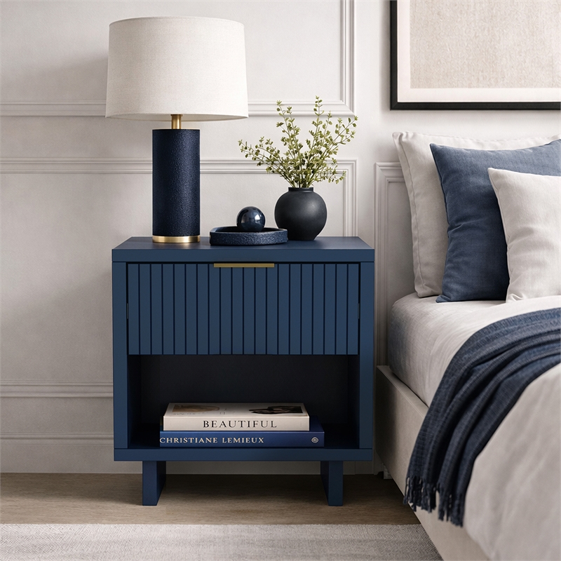 Elara Contemporary 2-Piece Dresser and Nightstand in Midnight Blue