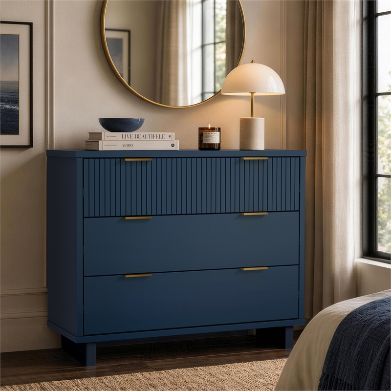 Elara Contemporary 2-Piece Dresser and Nightstand in Midnight Blue