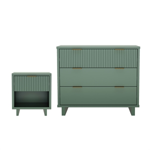 Elara Contemporary 2-Piece Dresser and Nightstand in Sage Green