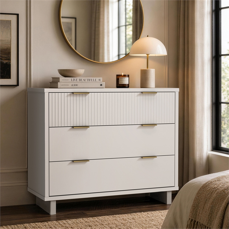 Elara Contemporary 2-Piece Dresser and Nightstand in White