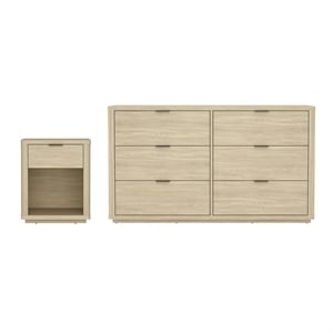 Evelyn Modern 2-Piece Dresser and Nightstand in Natural