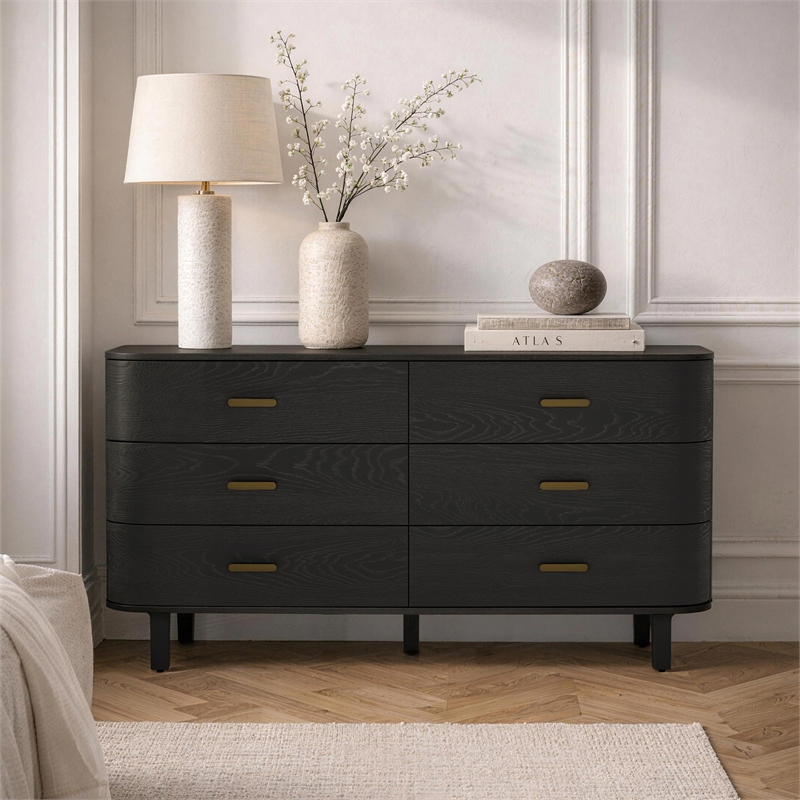 Solara Contemporary 2-Piece Dresser and Nightstand in Black