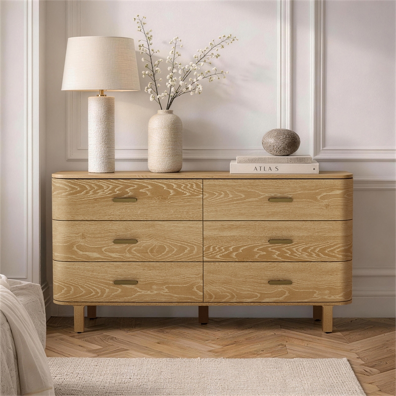 Solara Contemporary 2-Piece Dresser and Nightstand in Natural Oak