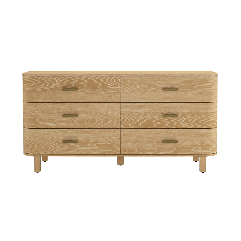 Solara Contemporary 2-Piece Dresser and Nightstand in Natural Oak