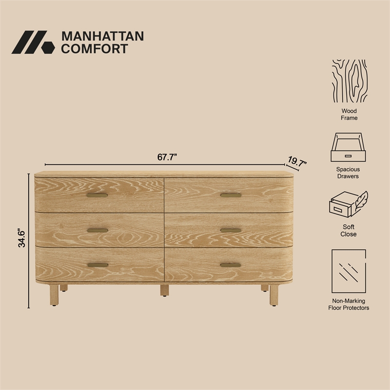 Solara Contemporary 2-Piece Dresser and Nightstand in Natural Oak