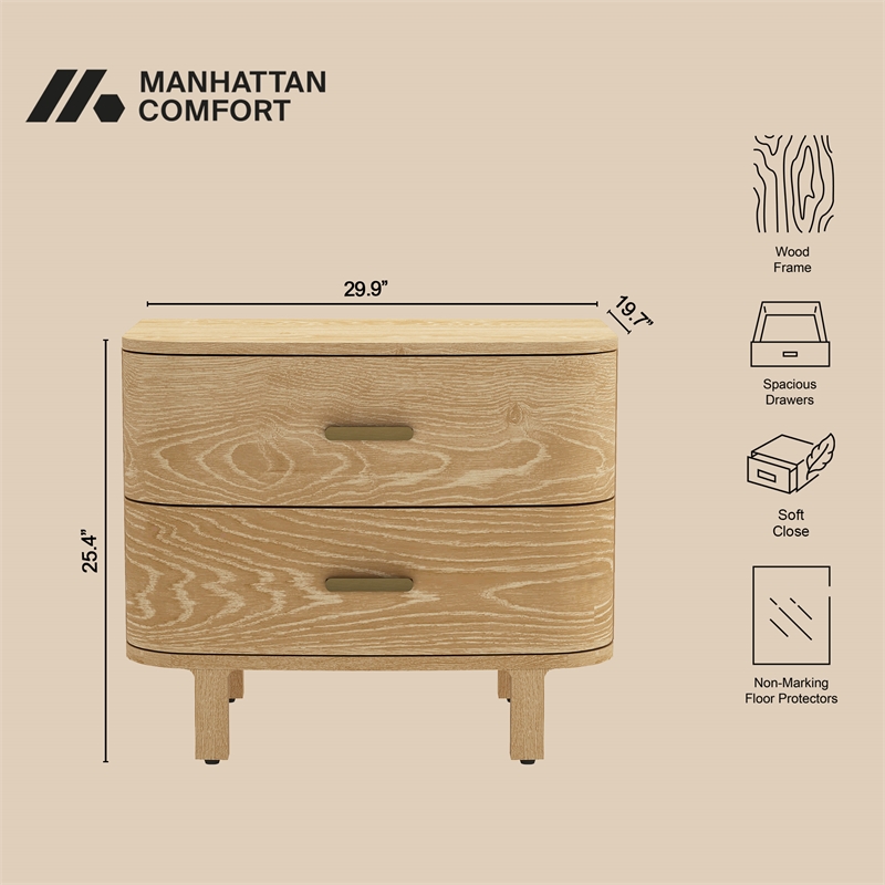 Solara Contemporary 2-Piece Dresser and Nightstand in Natural Oak