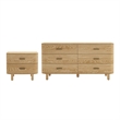 Solara Contemporary 2-Piece Dresser and Nightstand in Natural Oak