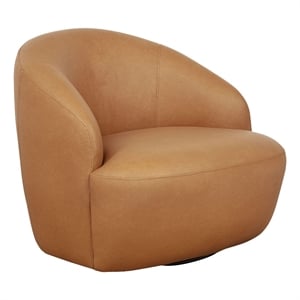 Lukas Contemporary Modern Upholstered Swivel Accent Chair in Camel