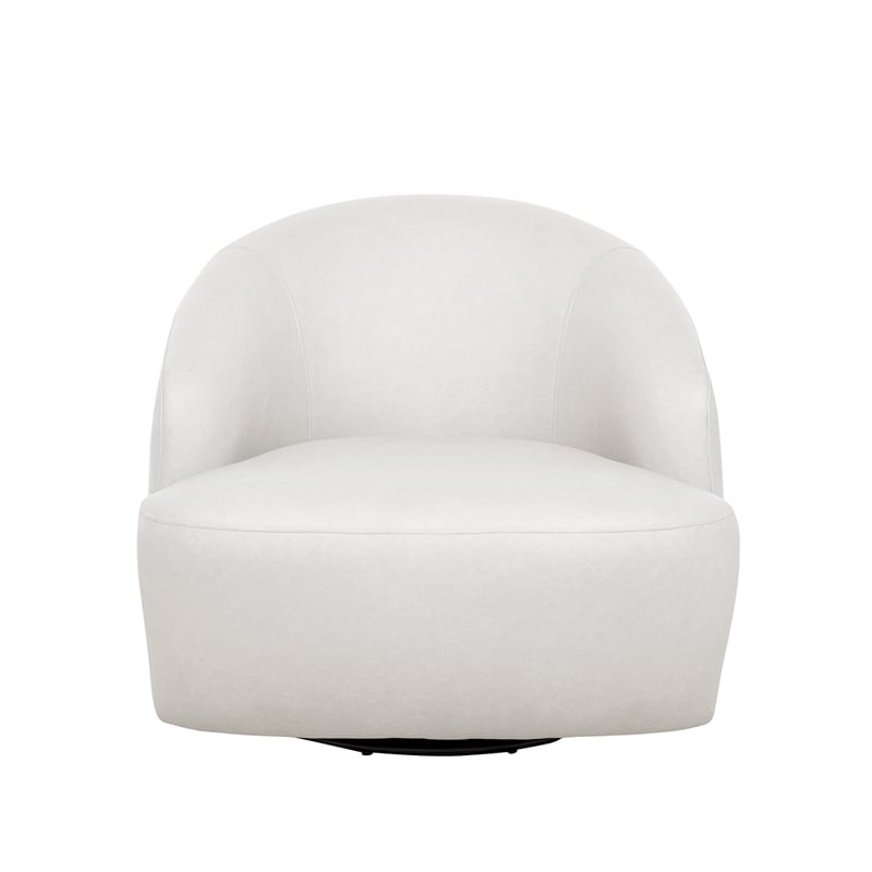 Lukas Contemporary Modern Upholstered Swivel Accent Chair in Cream
