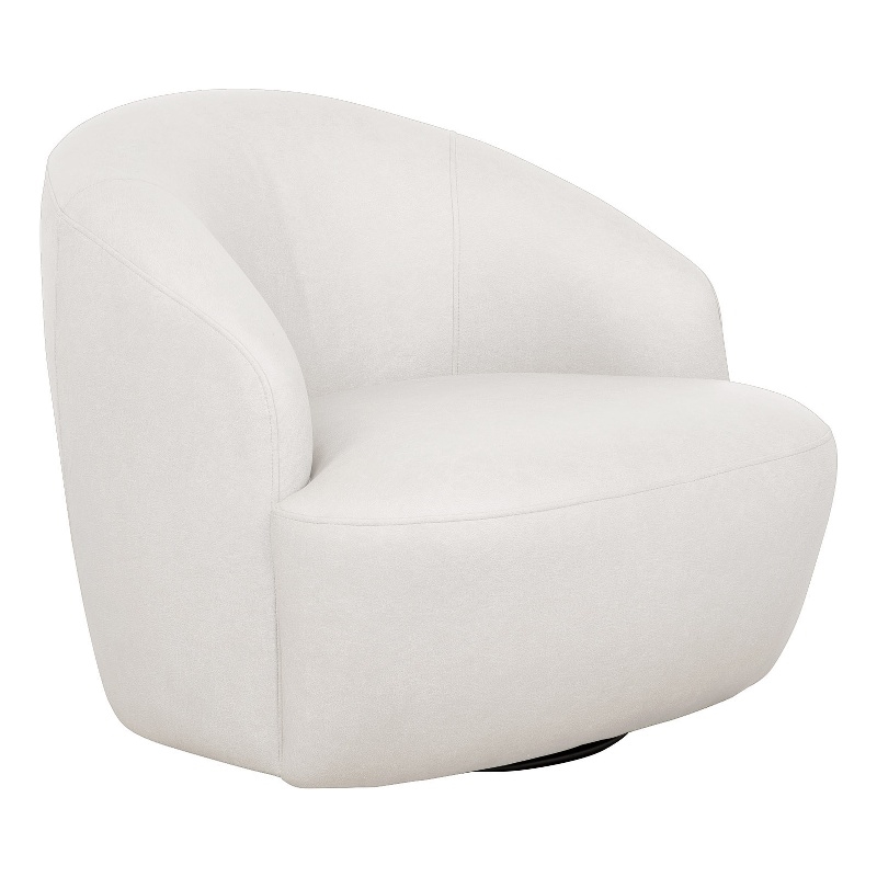 Lukas Contemporary Modern Upholstered Swivel Accent Chair in Cream