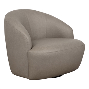 Lukas Contemporary Modern Upholstered Swivel Accent Chair in Taupe