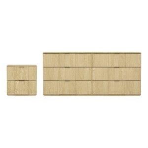 Clive Mid-Century Modern 2-Piece Dresser and Nightstand in Oak and Gold