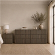 Clive Mid-Century Modern 2-Piece Dresser and Nightstand in Walnut and Gold