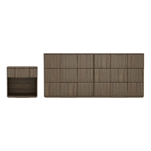 Clive Mid-Century Modern 2-Piece Dresser and Nightstand in Walnut and Gold