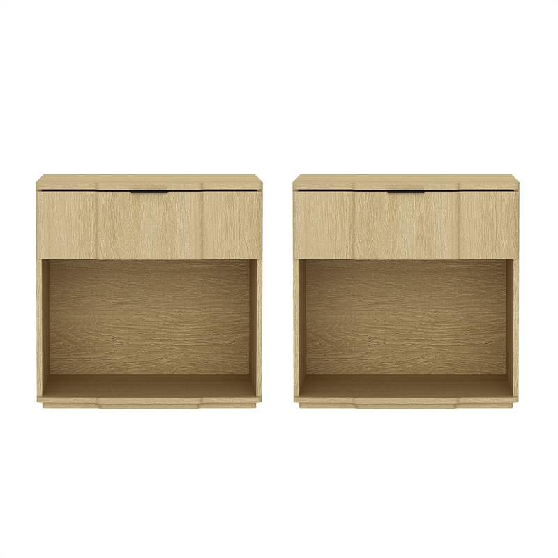 Clive Mid-Century Modern 2-Piece Dresser and Nightstand in Natural Oak